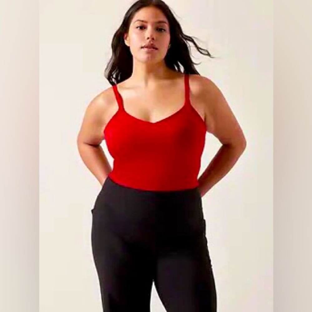 NWT 🦋Athleta Candy Red Elation V-Neck Longline Bra Crop Tank 1x D-DD